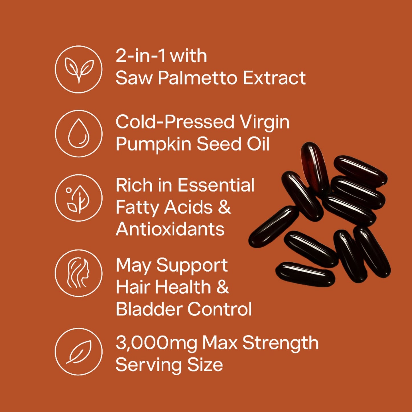 Pumpkin Seed Oil Softgels — 3,000mg Cold-Pressed with Saw Palmetto